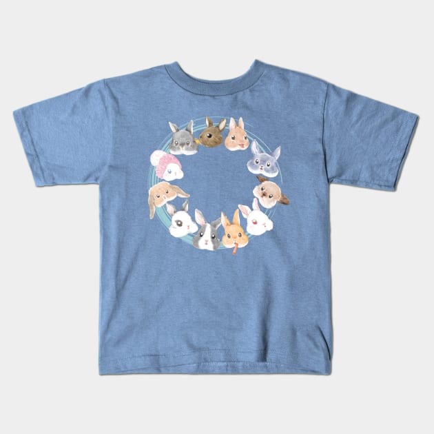 Circle Pastel Bunny Kids T-Shirt by GambarGrace
